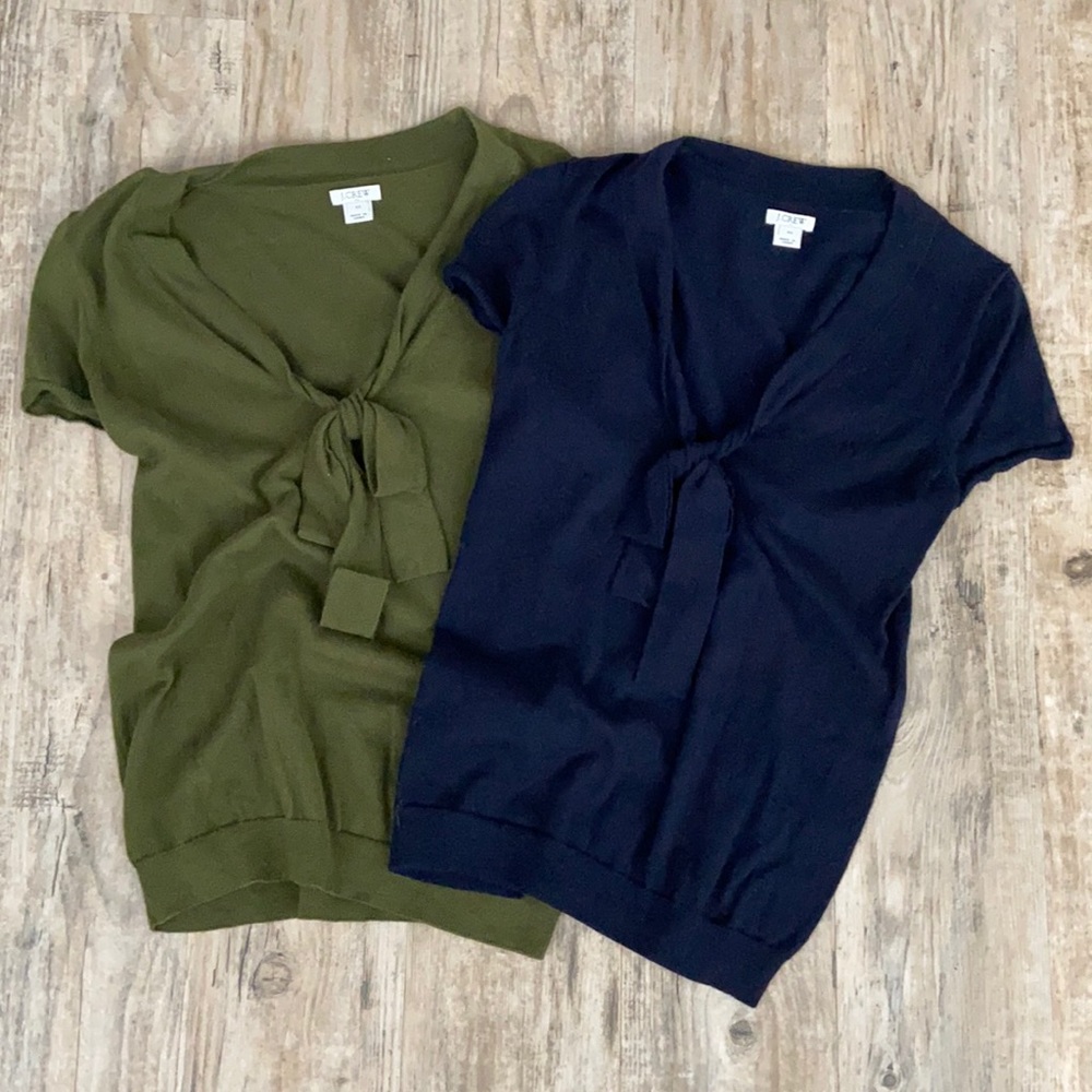 J Crew bow front sweater top blouse XS BOGO